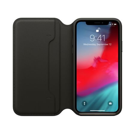 Husa Book Apple Leather Folio pentru iPhone XS, Black
